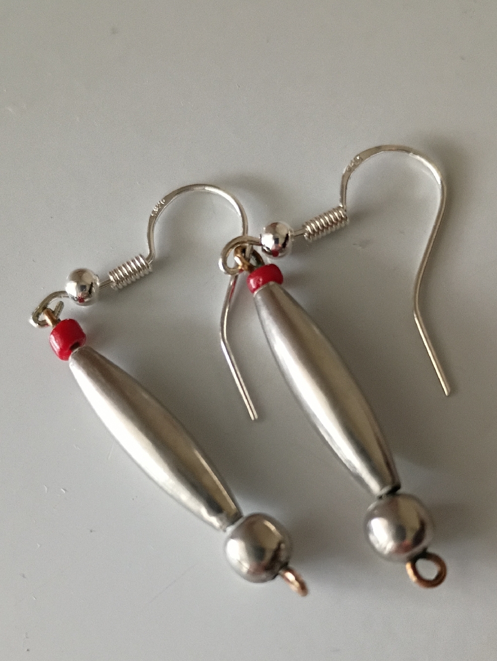 Vintage Authentic Navajo Native American Sterling Dart And Ball Dangle Earrings